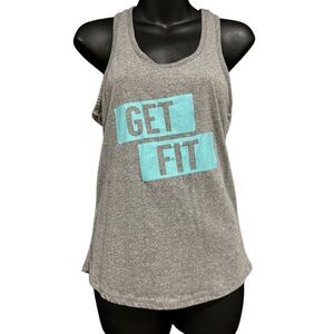Get Fit Gray Teal Workout Racerback Tank Top Women’s Medium